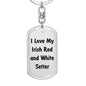 Love My Irish Red and White Setter v4 - Luxury Dog Tag Keychain