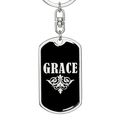 Grace v02a - Luxury Dog Tag Keychain