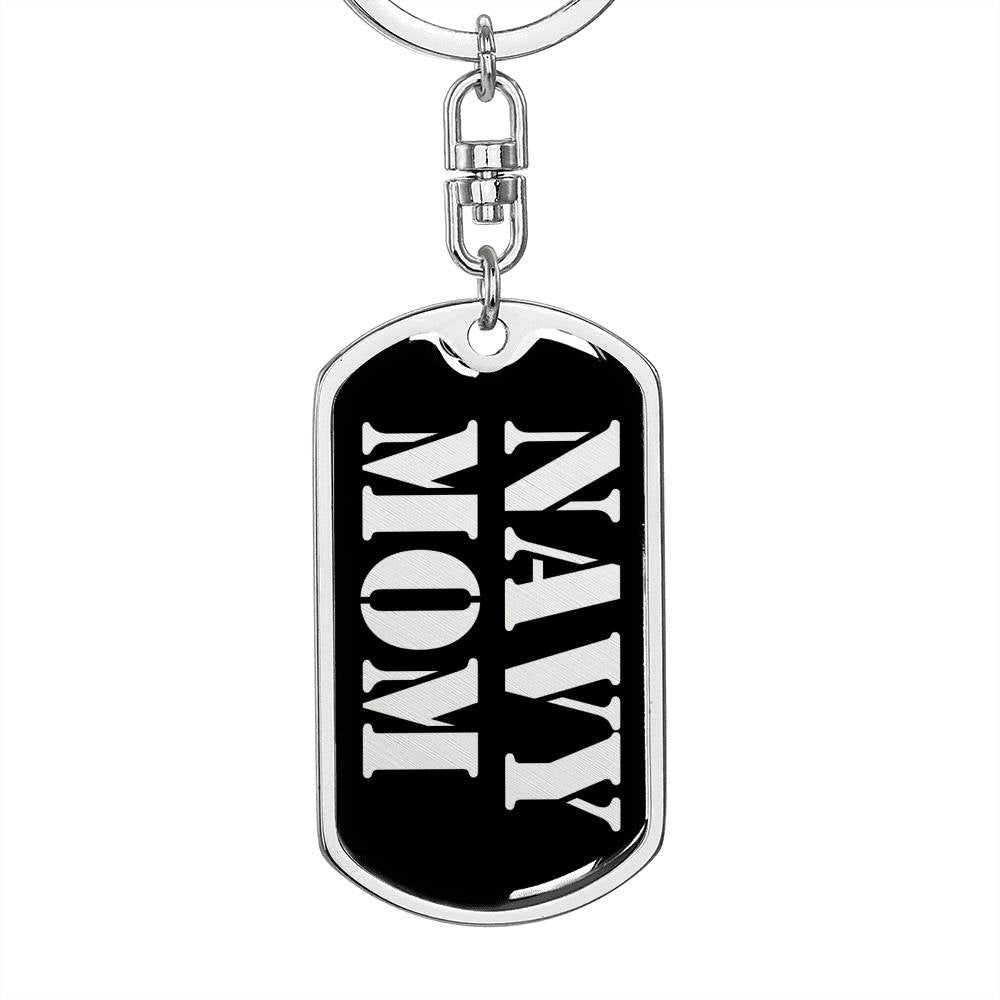 Navy Mom v2 - Luxury Dog Tag Keychain