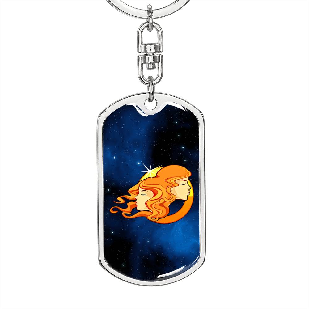 Zodiac Sign Gemini - Luxury Dog Tag Keychain