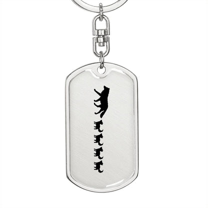 Mama Wolf With 4 Pups - Luxury Dog Tag Keychain