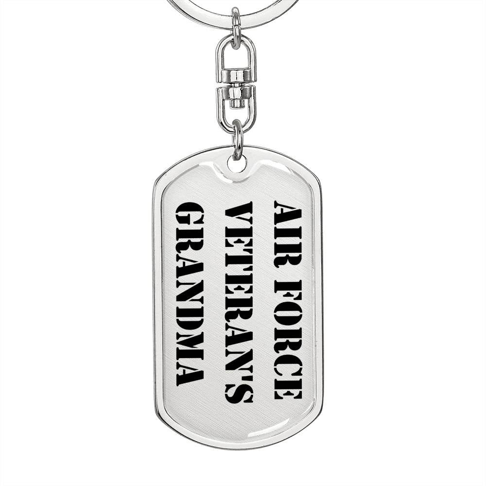 Air Force Veteran's Grandma - Luxury Dog Tag Keychain