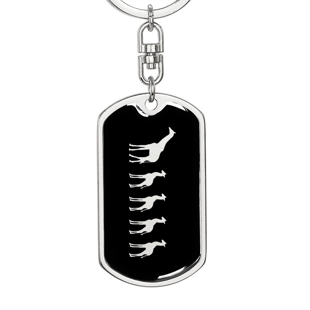 Mama Giraffe With 4 Calves v2 - Luxury Dog Tag Keychain