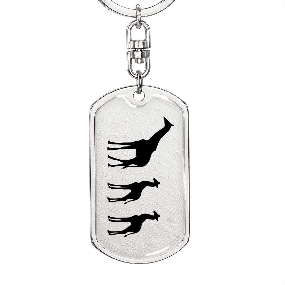 Mama Giraffe With 2 Calves - Luxury Dog Tag Keychain
