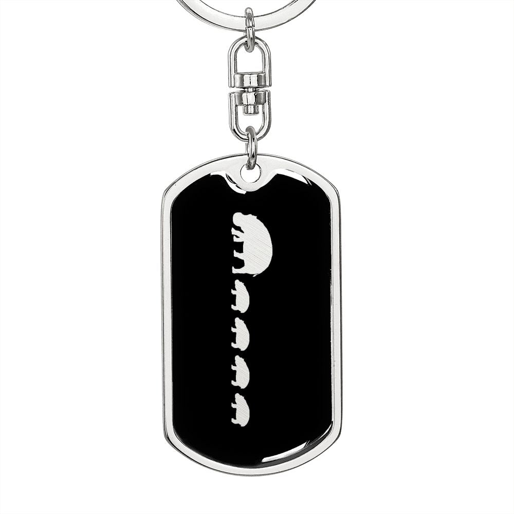 Mama Hippo With 4 Calves v2 - Luxury Dog Tag Keychain
