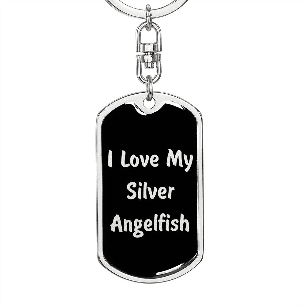 Love My Silver Angelfish v2 - Luxury Dog Tag Keychain