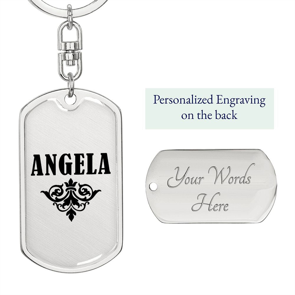 Angela v01a - Luxury Dog Tag Keychain
