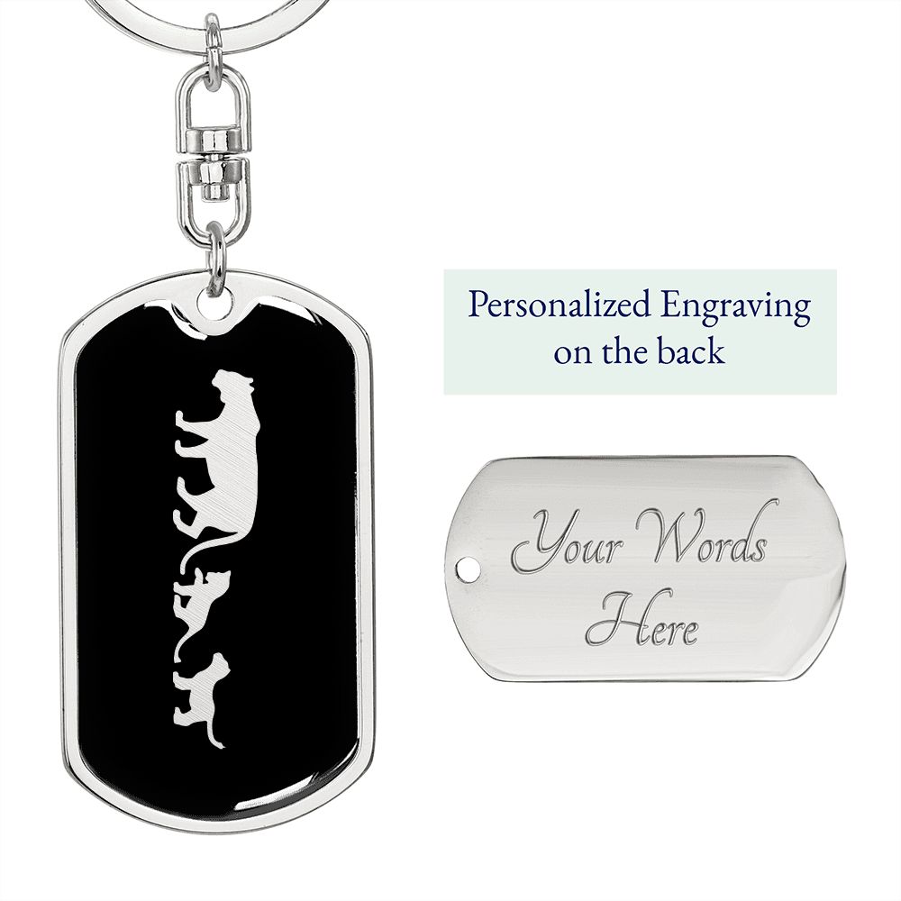 Mama Lioness With 2 Cubs v2 - Luxury Dog Tag Keychain