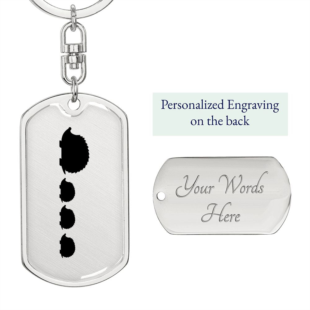 Mama Hedgehog With 3 Hoglets - Luxury Dog Tag Keychain