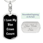 Love My Blue Crown Conure v2 - Luxury Dog Tag Keychain