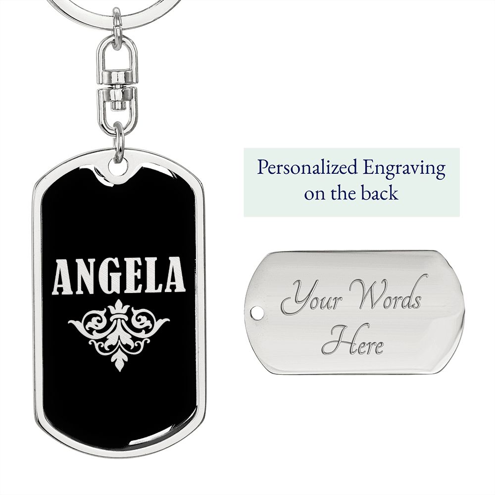 Angela v02a - Luxury Dog Tag Keychain