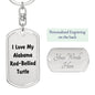 Love My Alabama Red-Bellied Turtle - Luxury Dog Tag Keychain