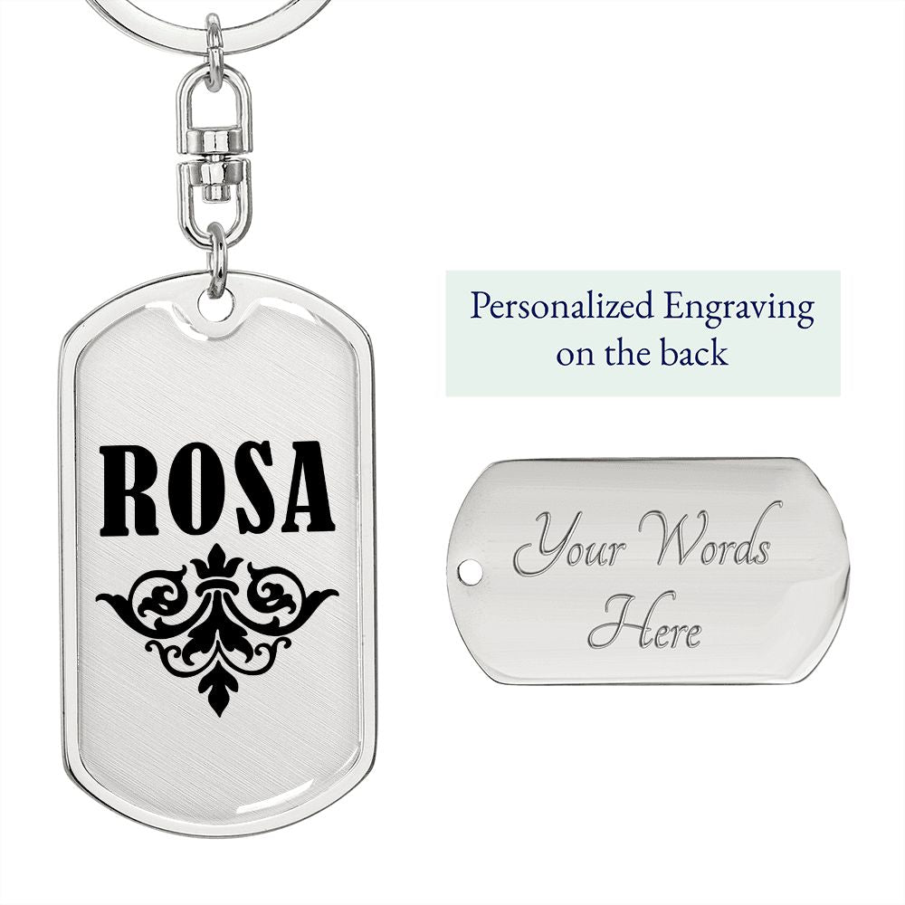 Rosa v01a - Luxury Dog Tag Keychain