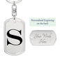 Initial S v1a - Luxury Dog Tag Keychain