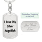 Love My Silver Angelfish - Luxury Dog Tag Keychain