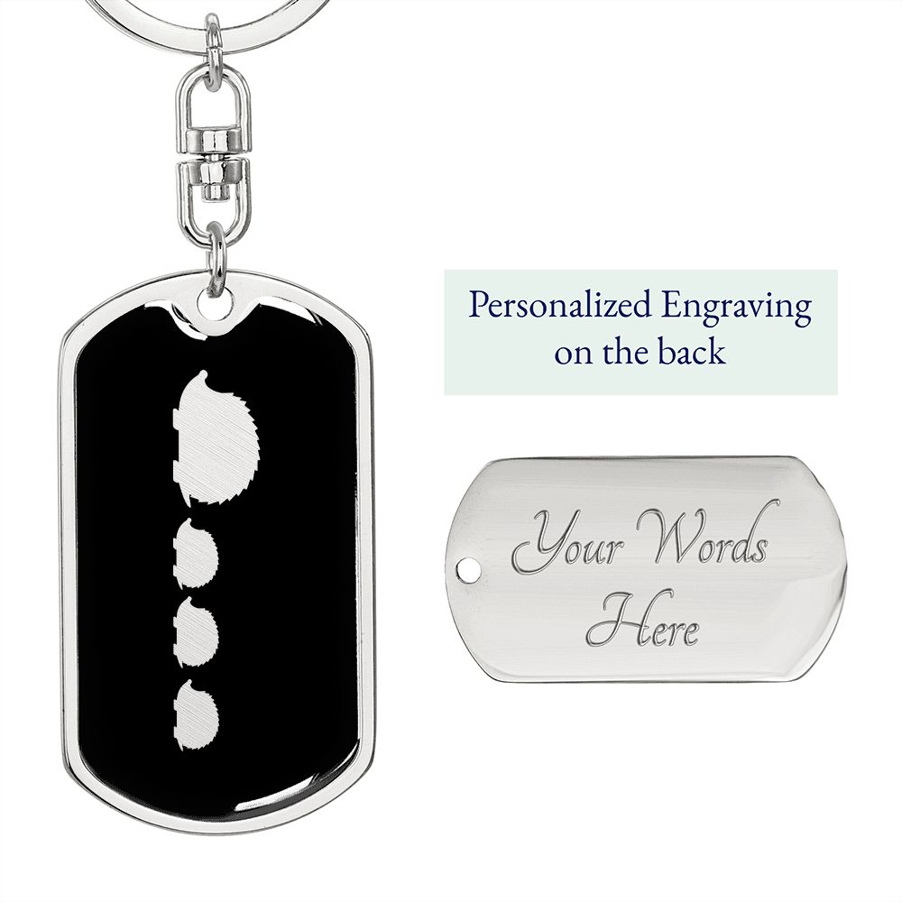 Mama Hedgehog With 3 Hoglets v2 - Luxury Dog Tag Keychain