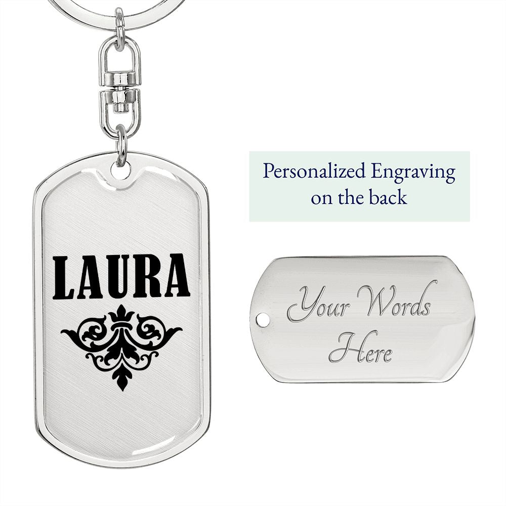 Laura v01a - Luxury Dog Tag Keychain