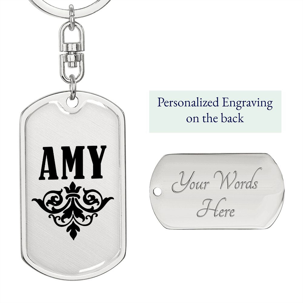 Amy v01a - Luxury Dog Tag Keychain