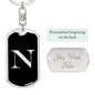 Initial N v2a - Luxury Dog Tag Keychain