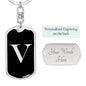 Initial V v2a - Luxury Dog Tag Keychain