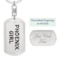 Phoenix Girl v4 - Luxury Dog Tag Keychain