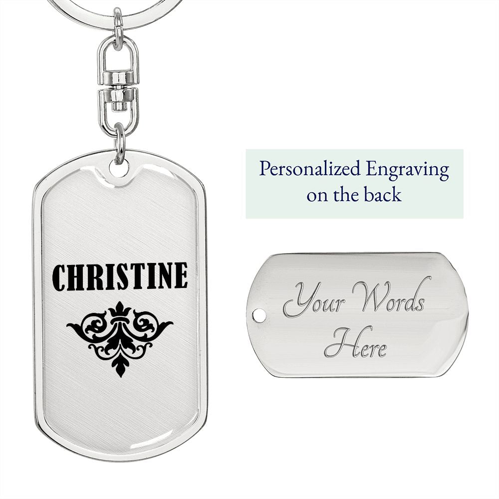 Christine v01a - Luxury Dog Tag Keychain