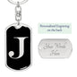 Initial J v2a - Luxury Dog Tag Keychain
