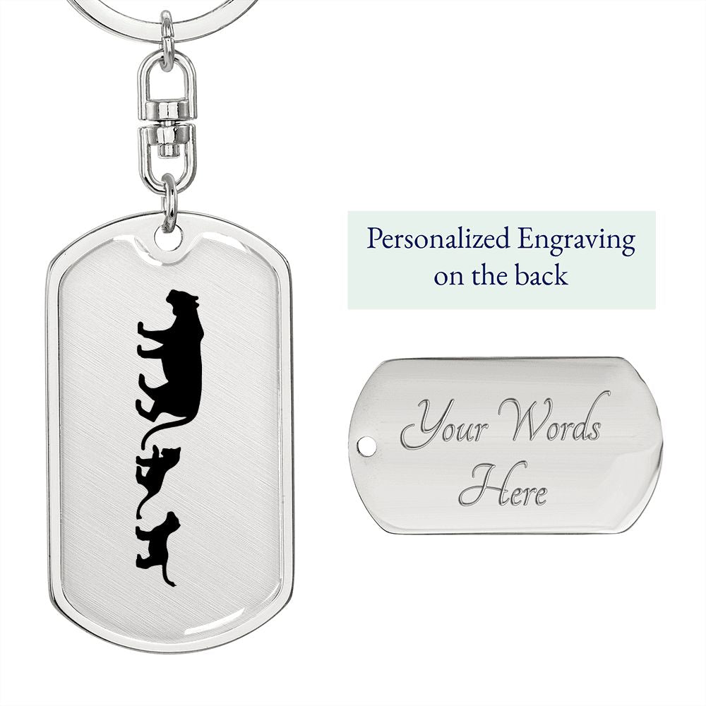 Mama Lioness With 2 Cubs - Luxury Dog Tag Keychain