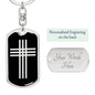 Stylized Cross v2 - Luxury Dog Tag Keychain