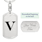 Initial V v1a - Luxury Dog Tag Keychain