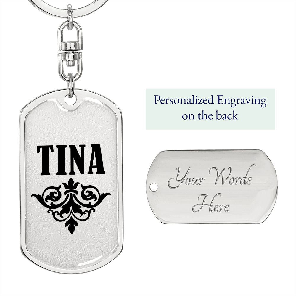 Tina v01a - Luxury Dog Tag Keychain