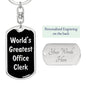 World's Greatest Office Clerk v2 - Luxury Dog Tag Keychain