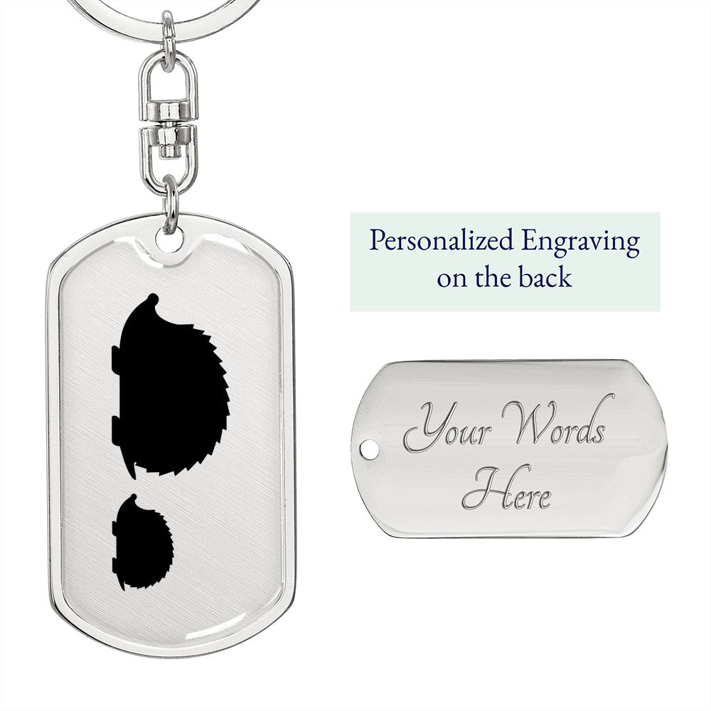 Mama Hedgehog With 1 Hoglet - Luxury Dog Tag Keychain