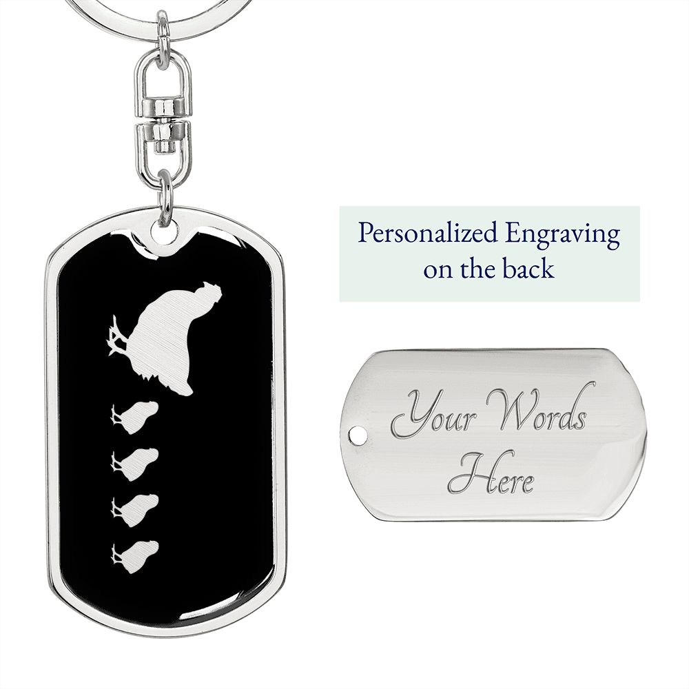 Mama Chicken With 4 Chicks v2 - Luxury Dog Tag Keychain