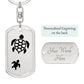 Mama Turtle With 1 Hatchling - Luxury Dog Tag Keychain