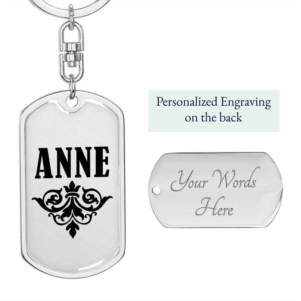 Anne v01a - Luxury Dog Tag Keychain