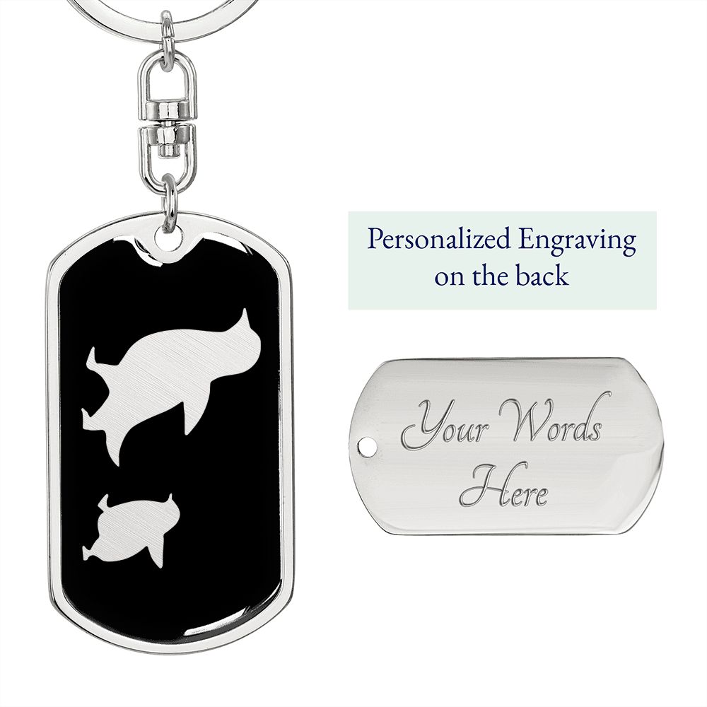 Mama Penguin With 1 Chick v2 - Luxury Dog Tag Keychain