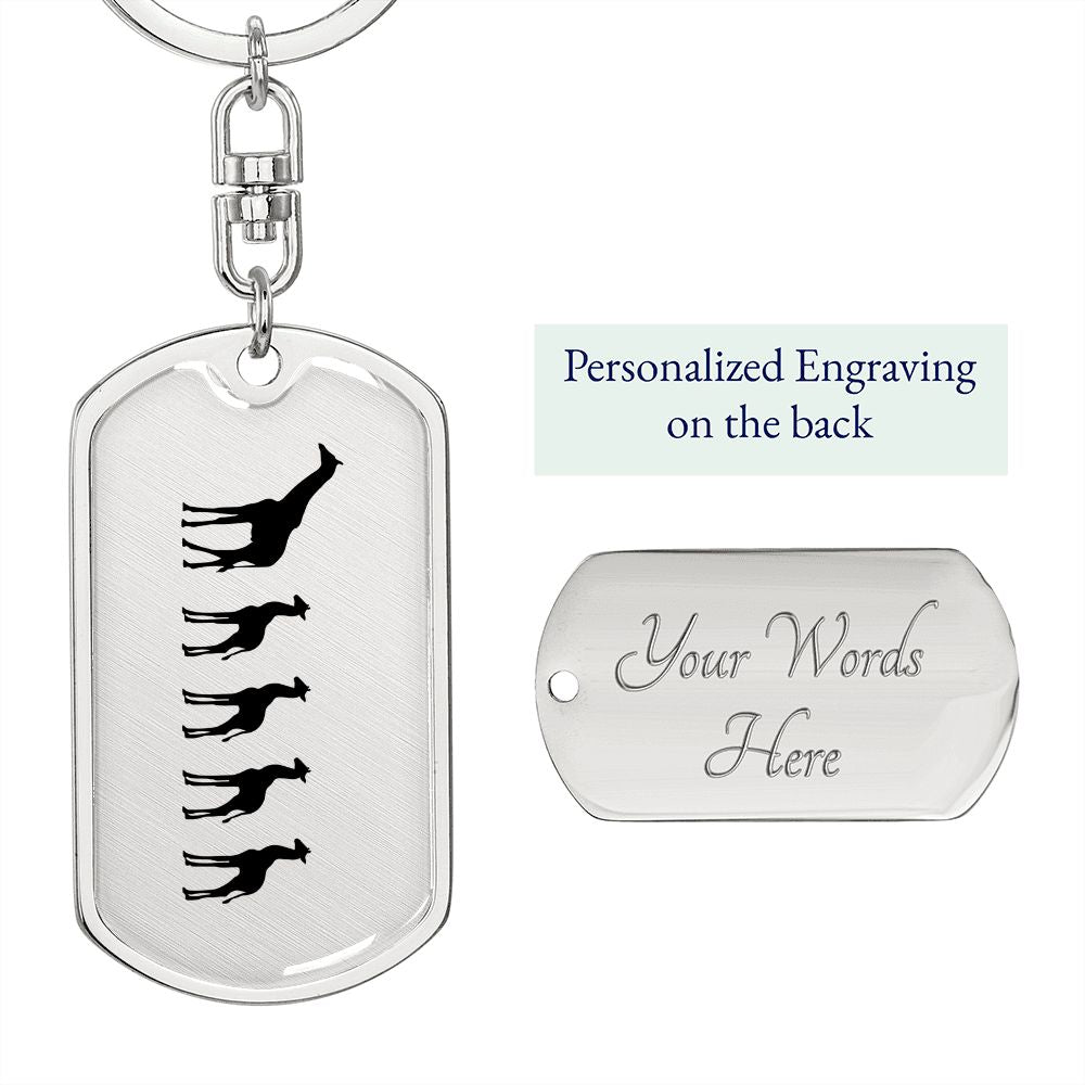 Mama Giraffe With 4 Calves - Luxury Dog Tag Keychain