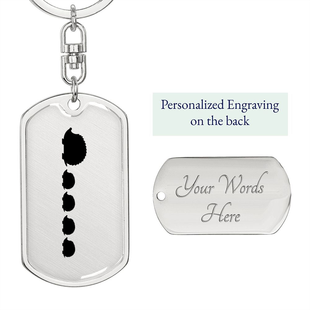 Mama Hedgehog With 4 Hoglets - Luxury Dog Tag Keychain