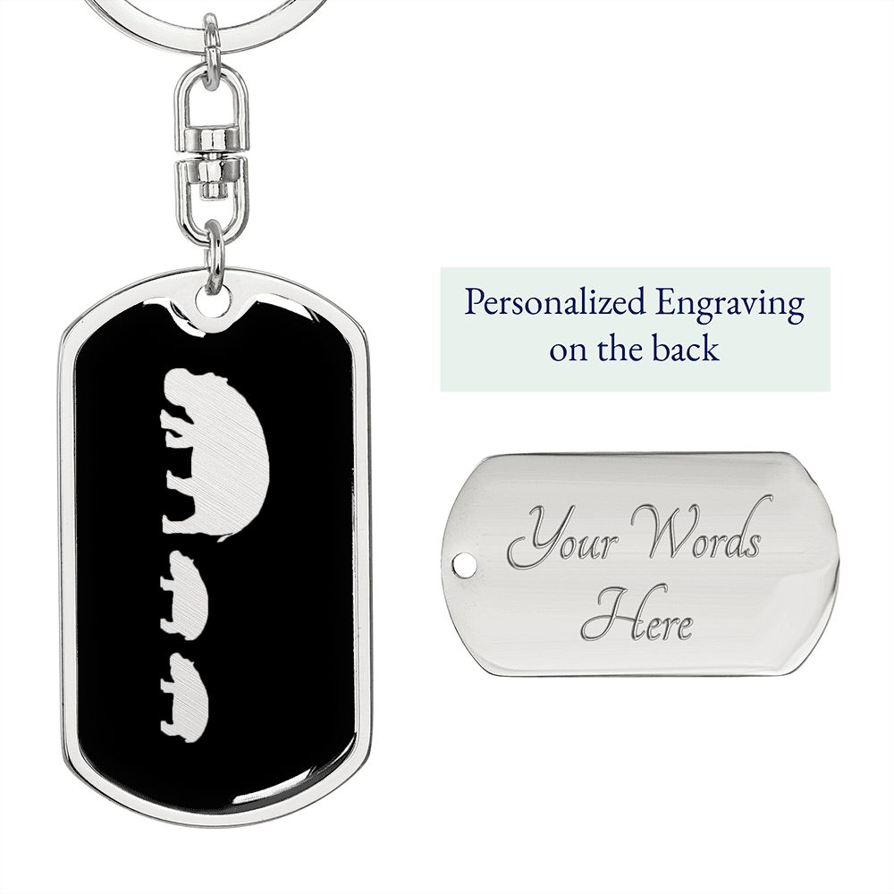 Mama Hippo With 2 Calves v2 - Luxury Dog Tag Keychain