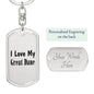 Love My Great Dane - Luxury Dog Tag Keychain