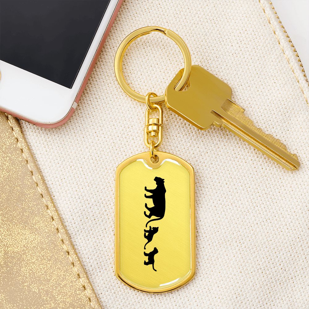 Mama Lioness With 2 Cubs - Luxury Dog Tag Keychain