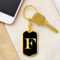 Initial F v2a - Luxury Dog Tag Keychain