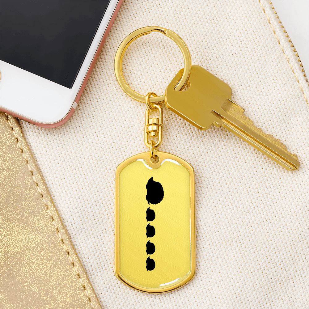 Mama Hedgehog With 4 Hoglets - Luxury Dog Tag Keychain