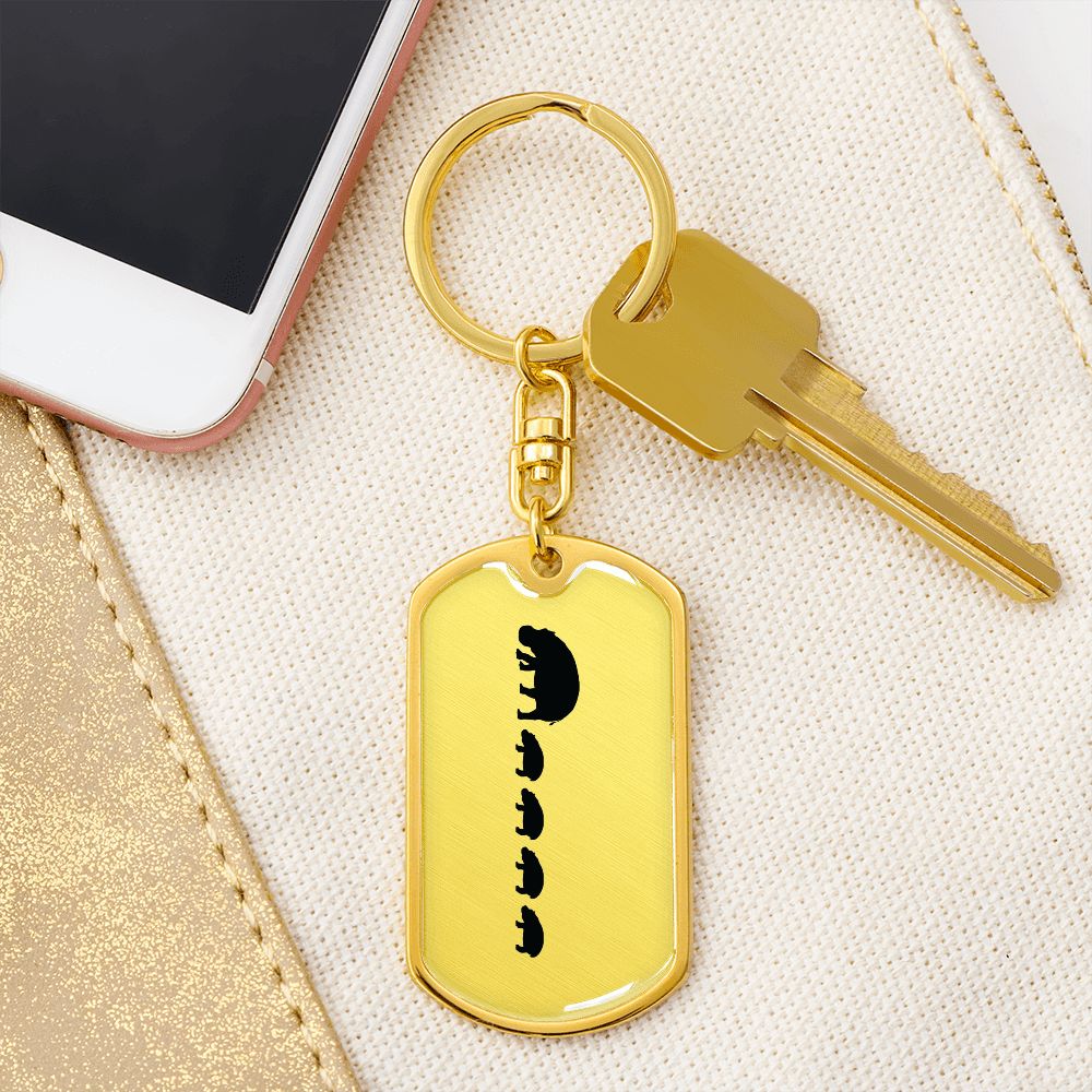 Mama Hippo With 4 Calves - Luxury Dog Tag Keychain