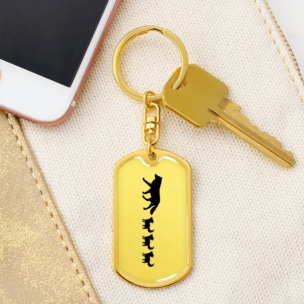 Mama Wolf With 3 Pups - Luxury Dog Tag Keychain