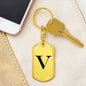 Initial V v1a - Luxury Dog Tag Keychain