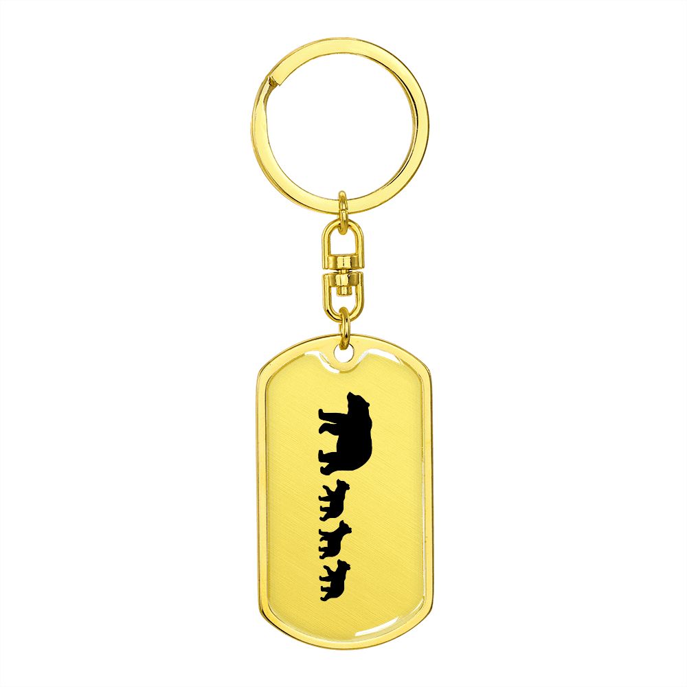 Mama Bear With 3 Cubs - Luxury Dog Tag Keychain