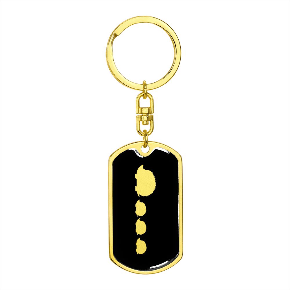 Mama Hedgehog With 3 Hoglets v2 - Luxury Dog Tag Keychain