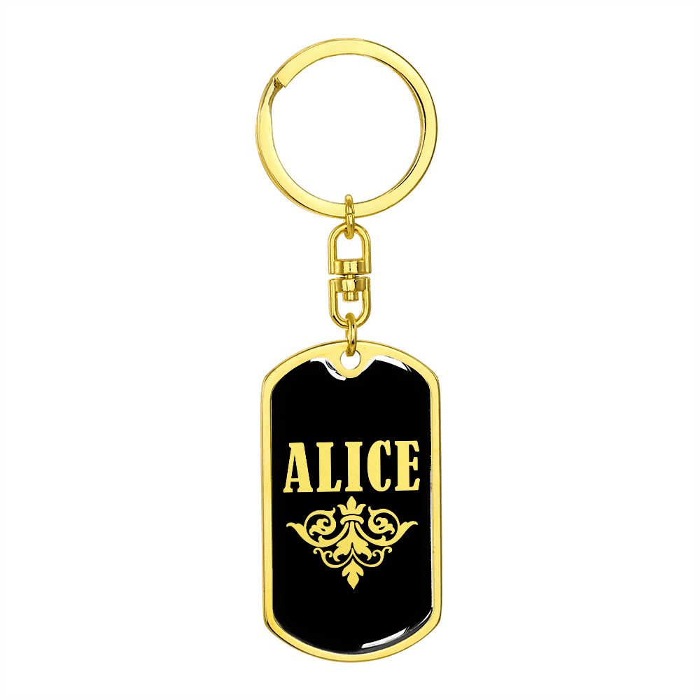 Alice v02a - Luxury Dog Tag Keychain